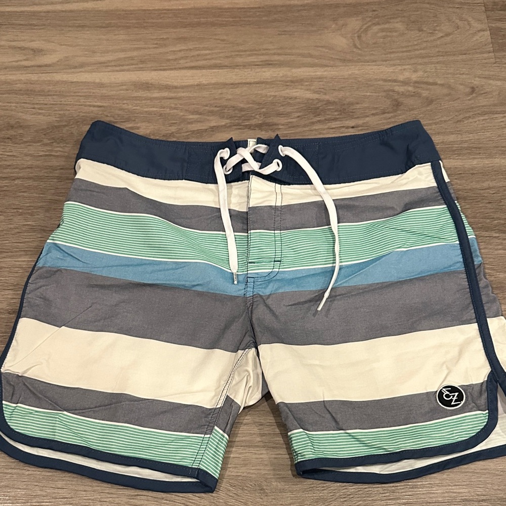 Ezekiel Navy and Aqua Striped Board Shorts
